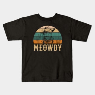 Meowdy Fun Cowboy Cat Lover Country Meme Kids T-Shirt